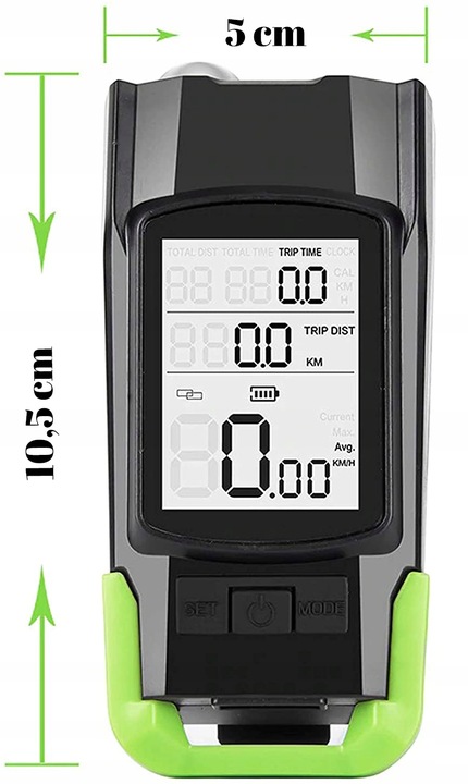 LAMPKA ROWEROWA LICZNIK BEZPRZEWODOWY KLAKSON 3w1 Zestaw