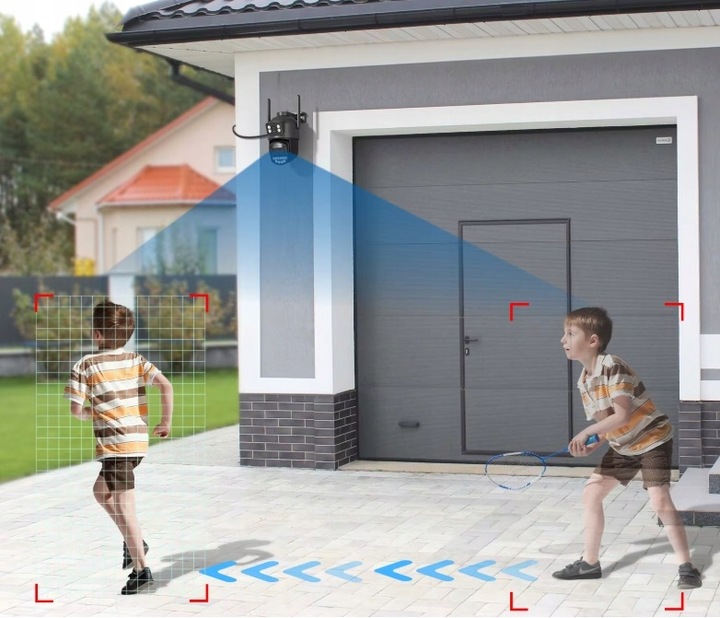 PODWÓJNA KAMERA ZEWNĘTRZNA FHD 2X5MP ZOOM OBROTOWA IP WIFI ALARM DETEKCJA