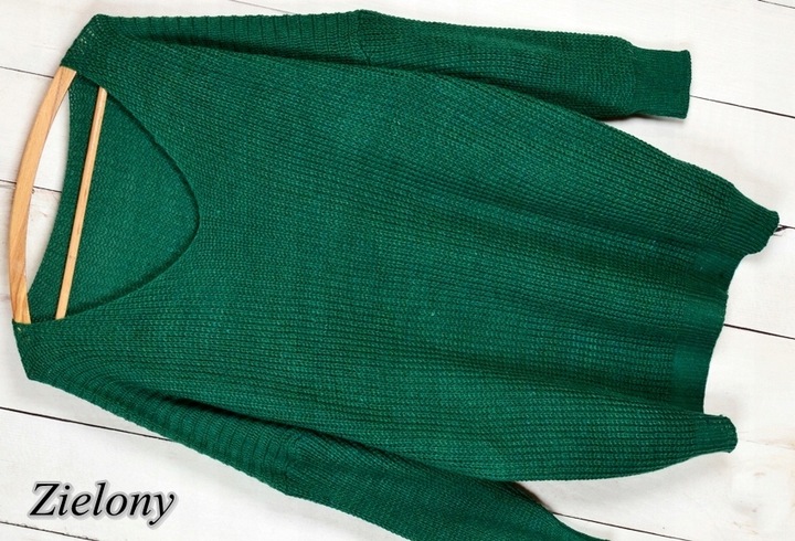 LUŹNY KLASYCZNY DUŻY KOBIECY SWETER OVERSIZE dekolt V kolory XL/XXL