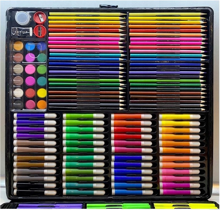 Zestaw Artystyczny 258el. do Malowania XXL Walizka Etui na Kredki Mazaki