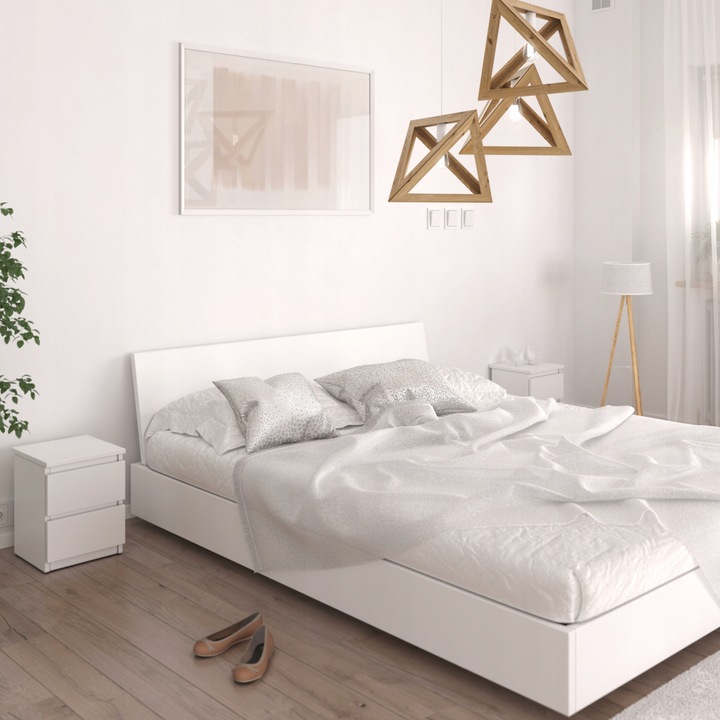 SZAFKA NOCNA STOLIK NOCNY DO SYPIALNI SALONU 2 SZUFLADY NATALIA BIAŁY