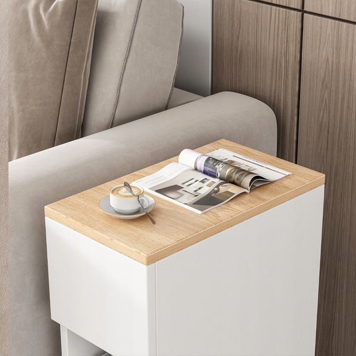 SZAFKA NOCNA WĄSKA Z SZUFLADĄ STOLIK Z PÓŁKĄ NOWOCZESNY LOFT SYPIALNI