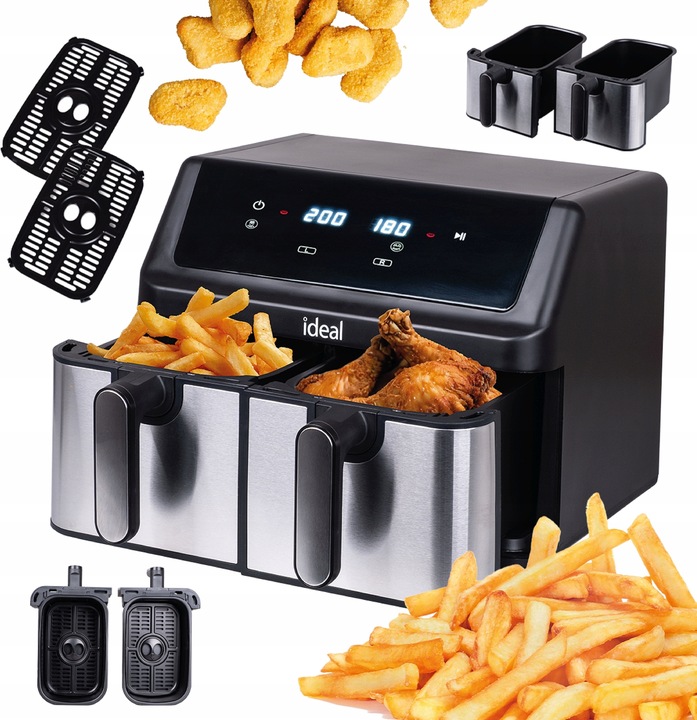 FRYTKOWNICA BEZTŁUSZCZOWA AIR FRYER IDEAL PODWÓJNA 9L