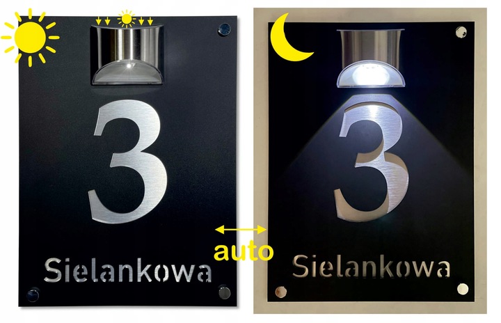 Tabliczka z numerem domu podświetlana solarna 30x40 Tablica Numer Domu