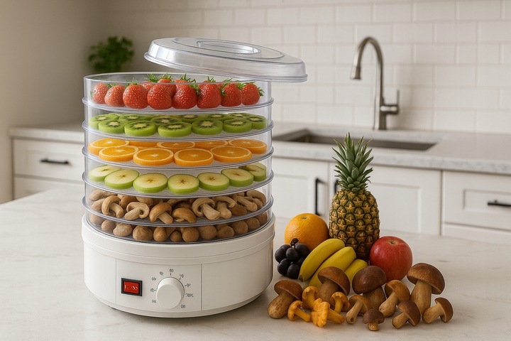 SUSZARKA SPOŻYWCZA DO GRZYBÓW OWOCÓW WARZYW REGULACJA 5 POZIOMÓW 600W