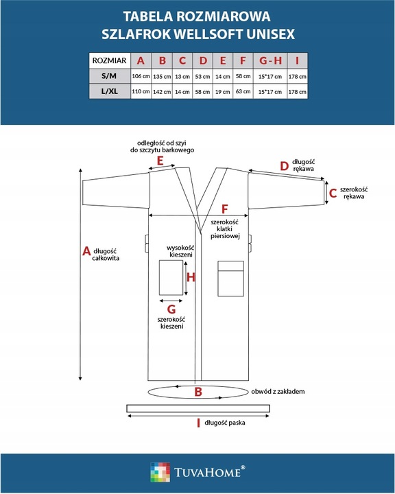 Granatowy szlafrok męski z kapturem ciepły miękki L/XL