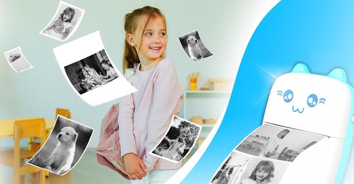 MINI DRUKARKA TERMICZNA DRUKUŚ ORYGINALNY DO ZDJĘĆ PRZENOŚNA KOTEK 11 ROLEK