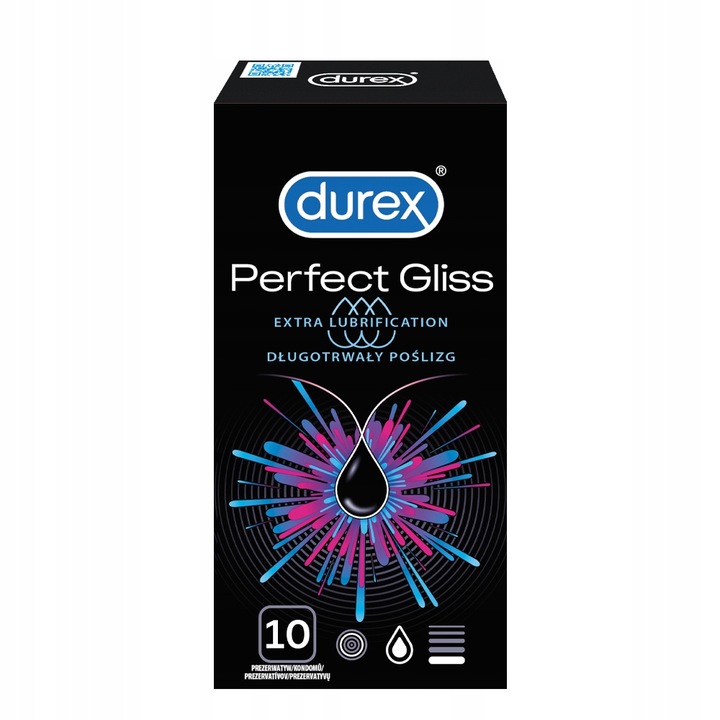 PREZERWATYWY DUREX PERFECT GLISS 10 SZTUK DODATKOWO NAWILŻANE