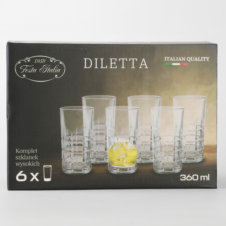 KPL SZKLANKI DO DRINKÓW NAPOJÓW UNIWERSALNE GRUBE SZKŁO ZESTAW 6 SZT 340 ML