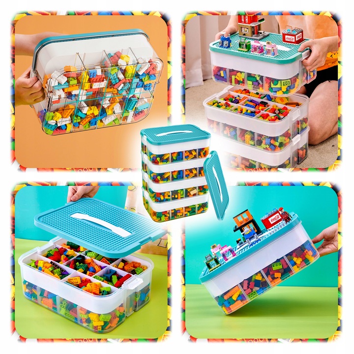POJEMNIK na Klocki LEGO 4-PIĘTROWY WARSTWOWY ORGANIZER z Przegródkami 24 L