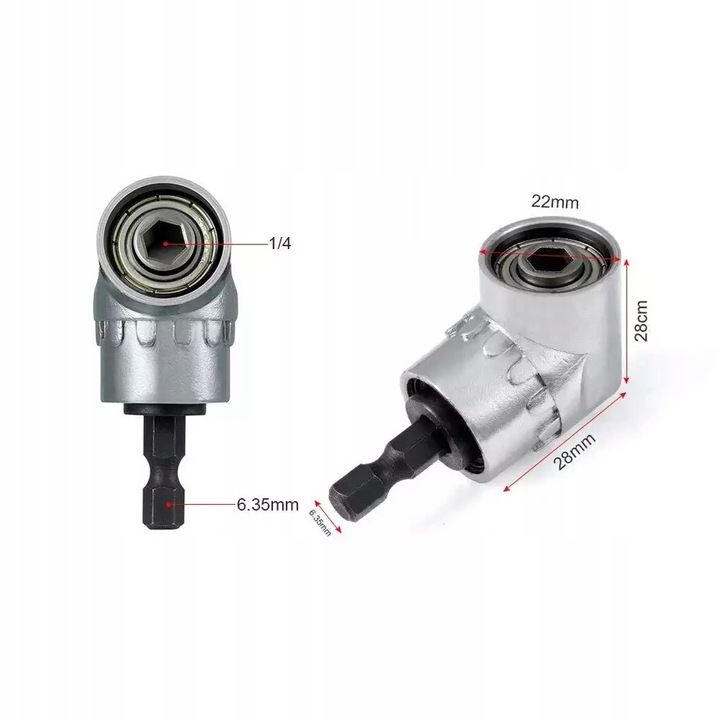 ADAPTER KĄTOWY 105° Duzy + Mały DO WKRĘTARKI 1/4" HEX