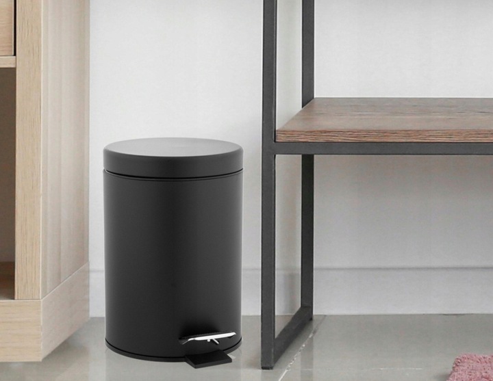Kosz na śmieci Z PEDAŁEM OTWIERANIA do łazienki toalety WC czarny mat 3l