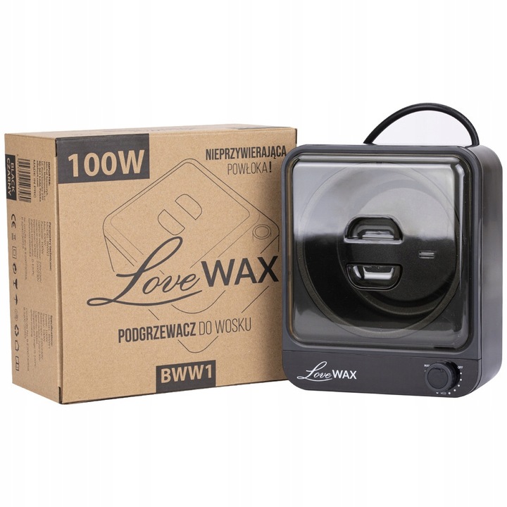 LoveWax Podgrzewacz Wosk Twardy BWW1 Puszka Teflon 100W - Czarny 500 ml