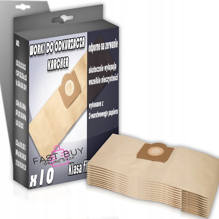 10x WORKI DO ODKURZACZA SZARE KARCHER WD3 200 MV3 MEGA WYTRZYMAŁE