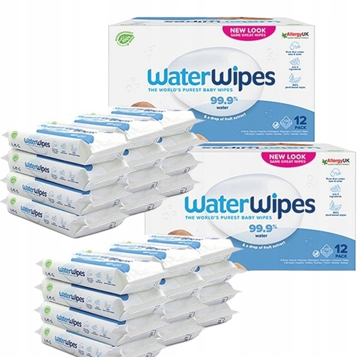 Chusteczki nawilżane WaterWipes BIO 24 x 60 99,9% wody dla skóry delikatnej