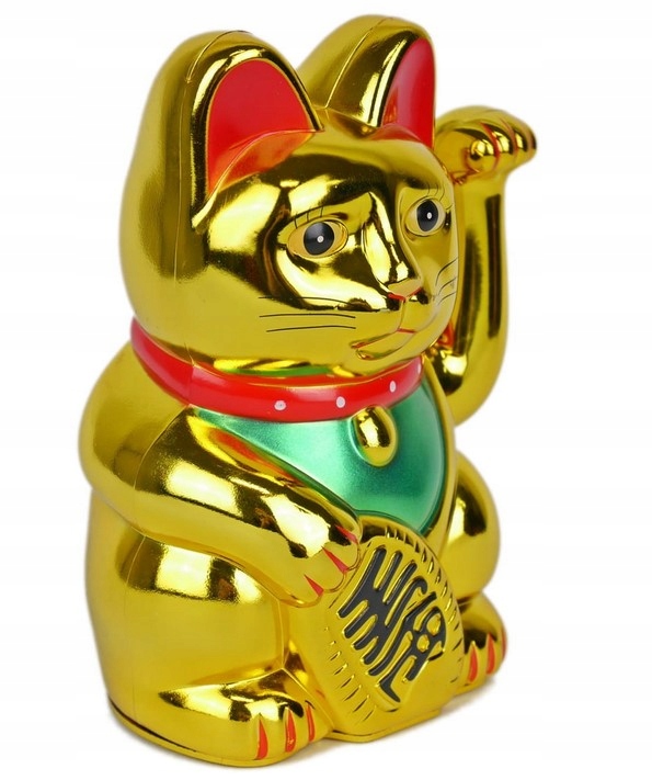 JAPOŃSKI KOT MANEKI-NEKO CHIŃSKI SZCZĘŚCIA FIGURKA KOTA RUCHOMA ŁAPKA