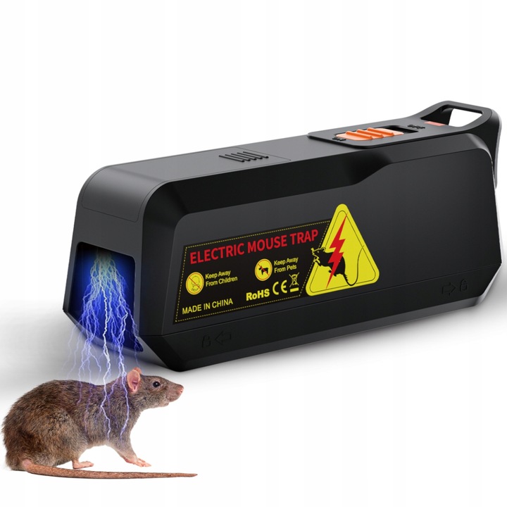 ELEKTRYCZNA PUŁAPKA ŁAPKA NA MYSZY PRĄDEM GRYZONIE Z ALARMEM DUŻA