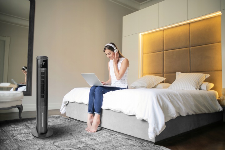 Klimator wodny klimatyzer 6w1 wentylator kolumnowy JONIZACJA WiFi + Aroma