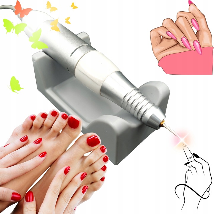 FREZARKA DO PAZNOKCI 65W Do Manicure i Pedicure PROFESJONALNA MOCNA + FREZY