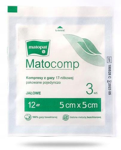 Matocomp kompresy jałowe 5x5 cm 12 warstwowe 3 szt