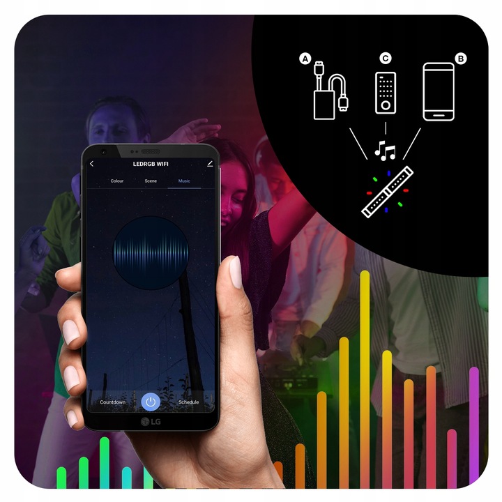 Taśma LED 6M RGB 5050 WiFi PILOT APLIKACJA TUYA ZESTAW MUZYKA TIMER