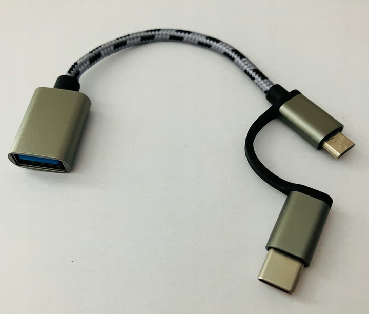 2 w 1 | Adapter | USB - A |--> USB-C |--> Micro - USB |
