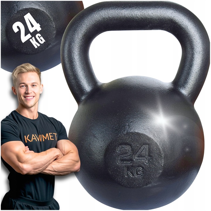 Kettlebell żeliwny 24kg kettle kula odważnik hantla ciężar do ćwiczeń