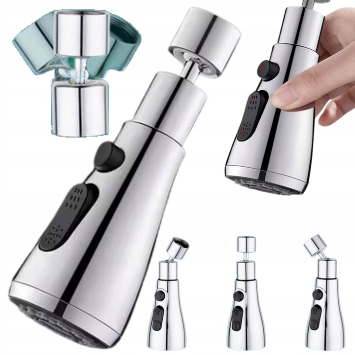 PRZEDŁUŻACZ KRANU KUCHENNEGO AERATOR ADAPTER PERLATOR 3 FUNKCJE 360