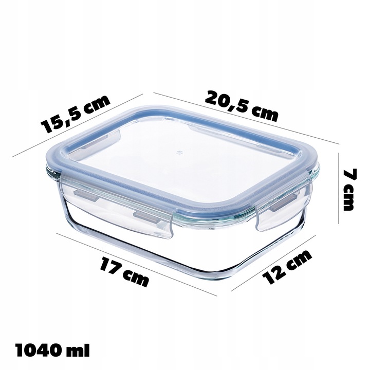 SZKLANY POJEMNIK NA ŻYWNOŚĆ JEDZENIE 1040ml Z POKRYWKĄ PUDEŁKO ŚNIADANIÓWKA