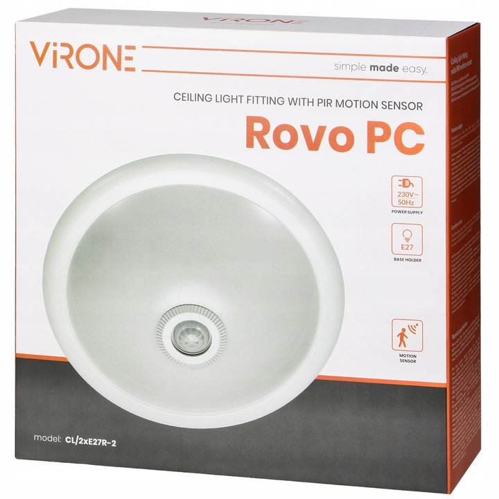 PLAFON LED LAMPA SUFITOWA CZUJNIK RUCHU ZMIERZCHU + 2x ŻARÓWKA E27 LED