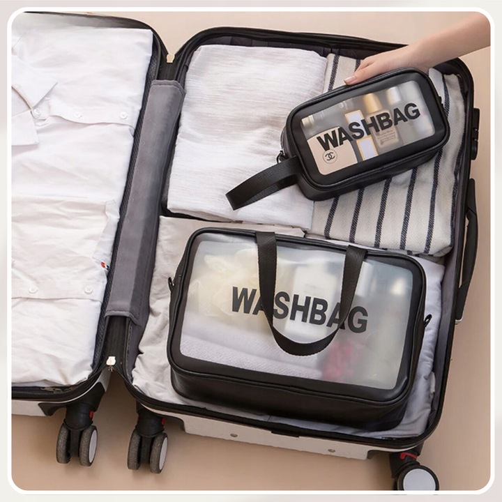 3w1 KOSMETYCZKA PRZEZROCZYSTA TRANSPARENTNA PODRÓŻNA ORGANIZER DO SAMOLOTU