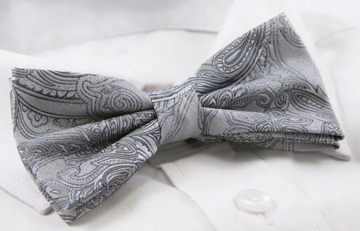 Mucha Męska z Poszetką w Zestawie - Alties - Orientalny Wzór, Popiel