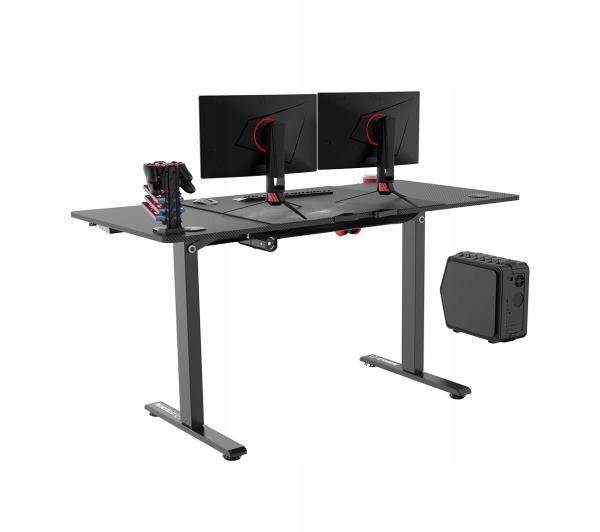 Biurko REGULOWANE (72 - 117) ELEKTRYCZNE gamingowe 140 cm + podkładka