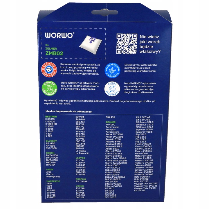 12x WORKI do odkurzacza ZELMER ODYSSEY FILTR HEPA