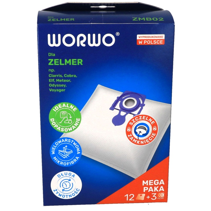 Worki do odkurzacza Zelmer Odyssey Meteor 2 Elf Aquawelt ZMB02 12 szt