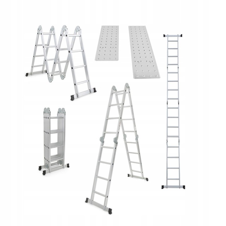DRABINA aluminiowa składana przegubowa wielofunkcyjna 4x4 + podest
