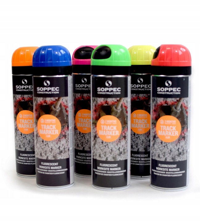 Farba geodezyjna spray SOPPEC TRACK MARKER FLUO 12szt. do znakowania