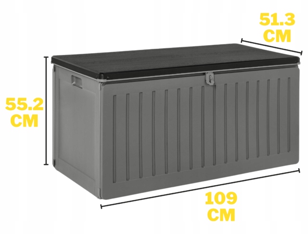SKRZYNIA OGRODOWA 270 LITRÓW BALKONOWA KUFER SIEDZISKO 270L ANTRACYT