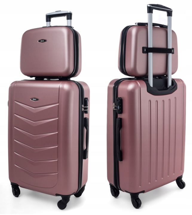 ZESTAW 2w1 MAŁA WALIZKA PODRÓŻNA L + KUFEREK KOSMETYCZKA RGL kabinówka