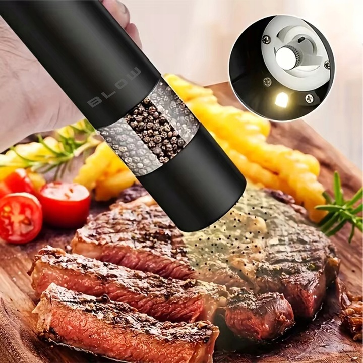 ELEKTRYCZNY MŁYNEK DO SOLI I PIEPRZU PRZYPRAW REGULACJA MIELENIA ZESTAW 2x