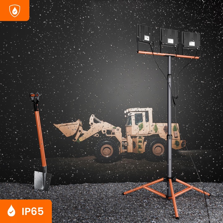 Halogen LED Statyw Budowlany Naświetlacz 3x 100W 33000lm Lampa Na