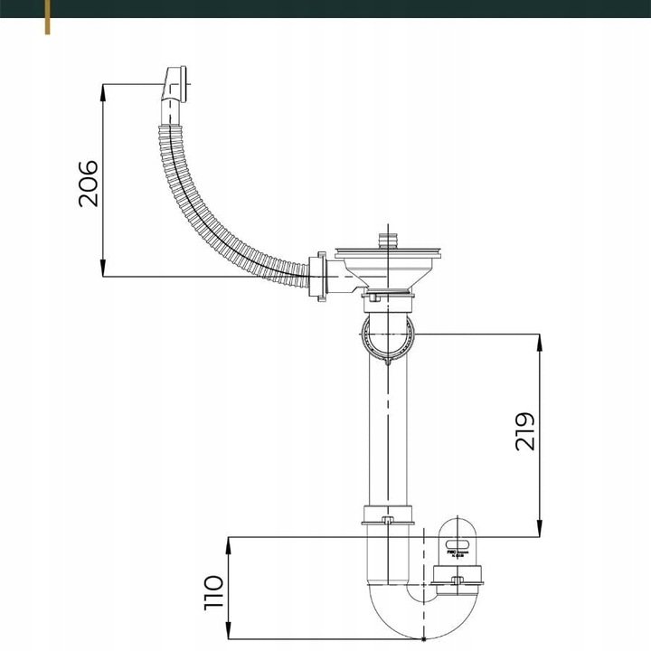 SYFON do ZLEWU jednokomorowego ZLEWOZMYWAKA kuchennego MANUALNY przyscienny