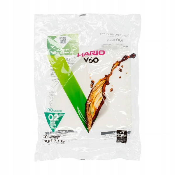 HARIO FILTRY PAPIEROWE DO DRIP BIAŁE V60-02 100szt