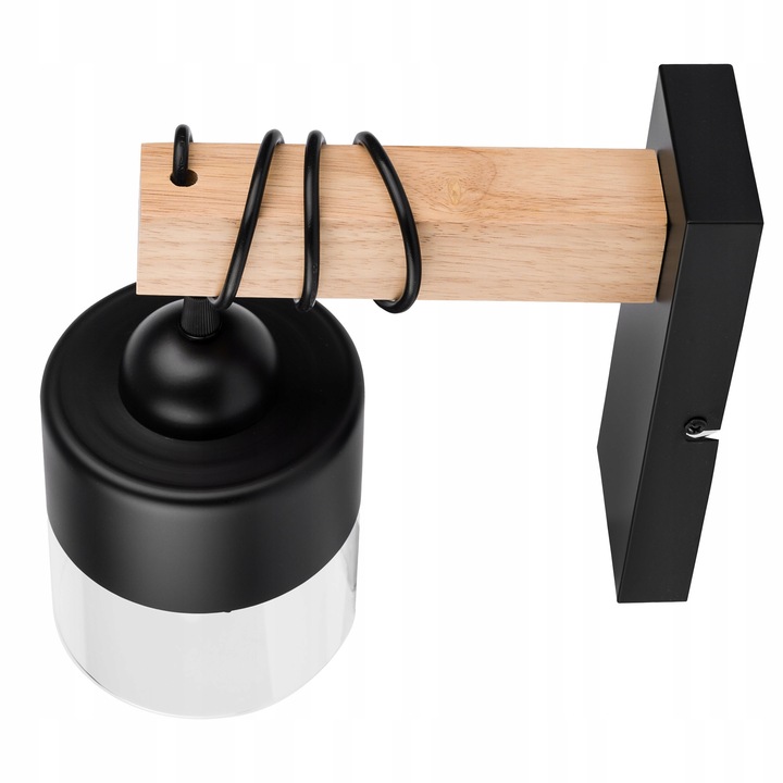 Kinkiet Czarny Lampa Ścienna Nowoczesna Loft Drewniana E27 LEDLUX 60W