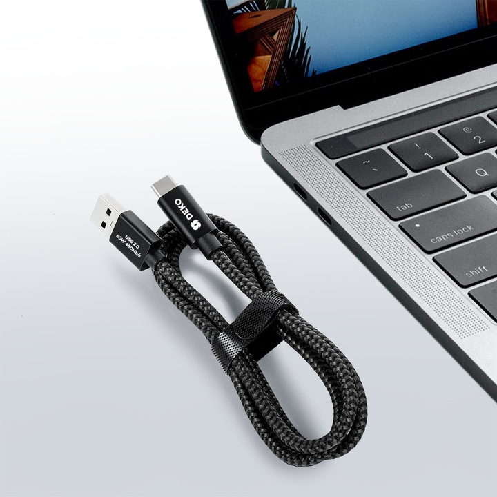 KABEL USB C SZYBKIE ŁADOWANIE DO SAMSUNG ANDROID AUTO DEKO KRÓTKI 0.5M 60W