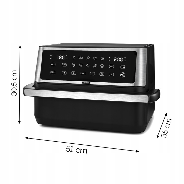 Frytkownica beztłuszczowa 11L Air Fryer Yoer 2800W 12 programów 23