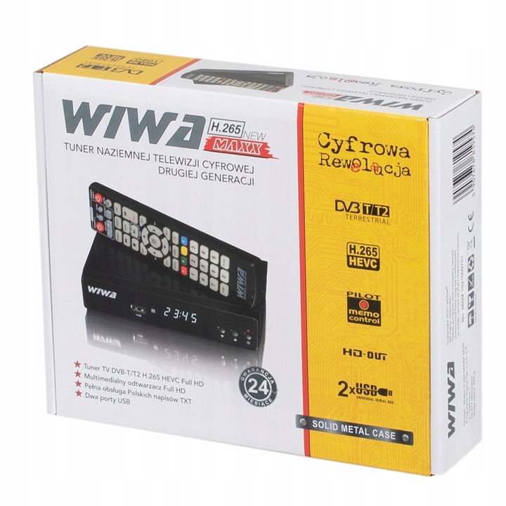 DEKODER TUNER TV NAZIEMNEJ DVB-T2 H.265 HEVC Z USB HD PILOT WIFI SCART