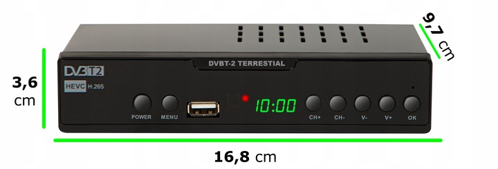 TUNER DEKODER DVB-T2 TV NAZIEMNEJ FULL HD HDMI USB PILOT BATERIE