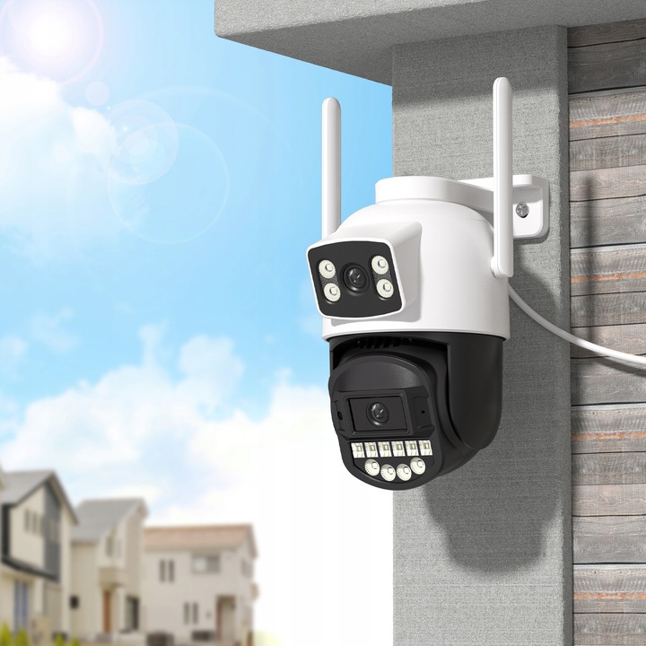 PODWÓJNA KAMERA 2W1 ZEWNĘTRZNA OBROTOWA IP WIFI 2x 5MPX QUAD HD MONITORING
