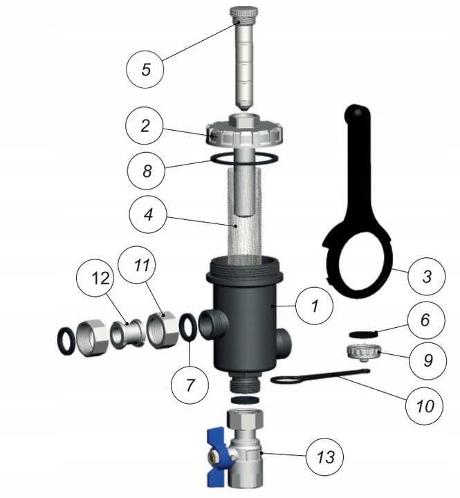 FILTR MAGNETYCZNY SEPARATOR ZANIECZYSZCZEŃ ODMULNIK 3/4" DN20 DUŻY MAGNES